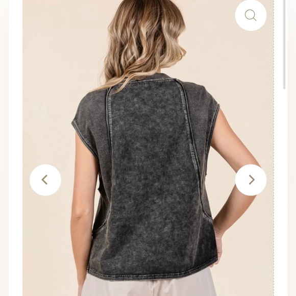 NEW DISTRESSED JODIFL MINERAL WASH BLACK TOP Large - Picture 3 of 8